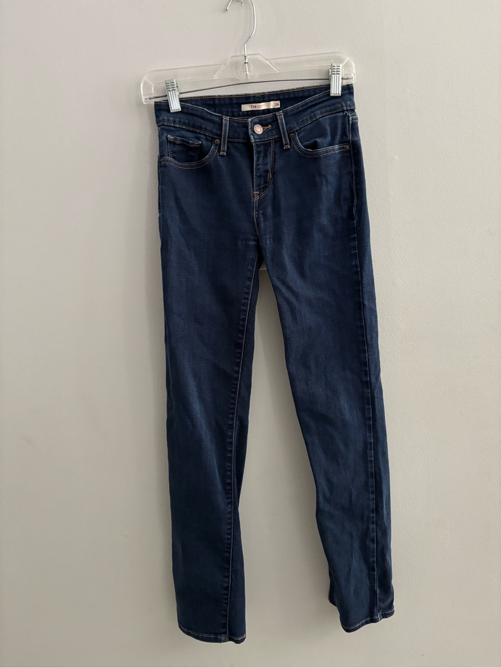 Levi's 714 Straight Leg Jeans Dark Wash Indigo Women's Size 26 Classic Denim